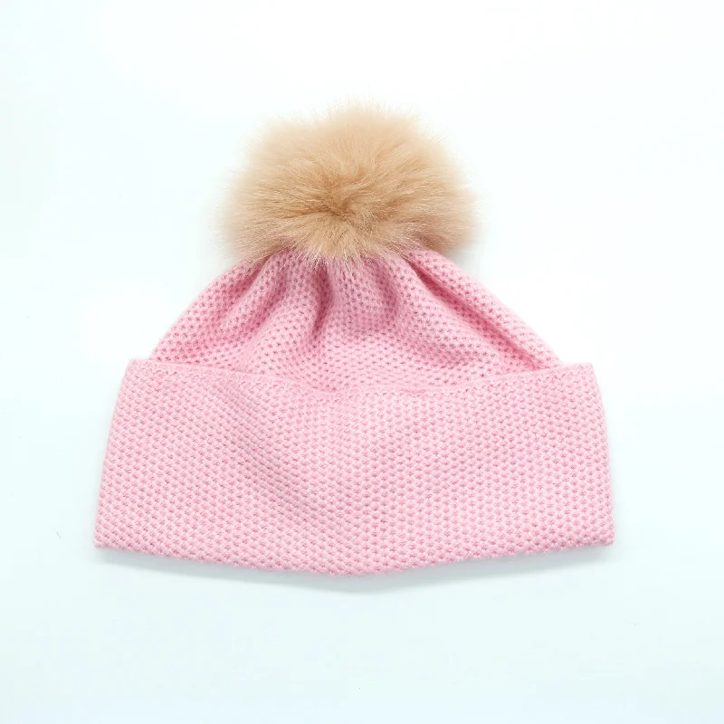 BEANIE HAT WITH FUR POM