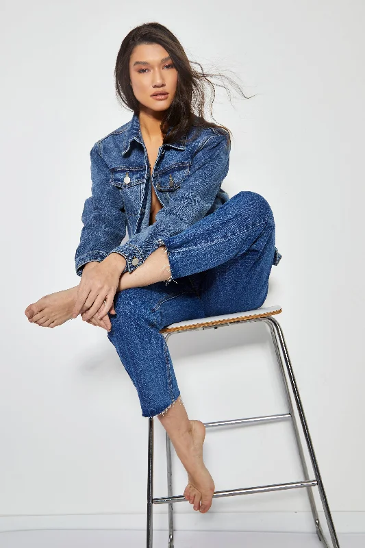 Glamorous Mid Stone Over Sized Button Up Denim Jacket