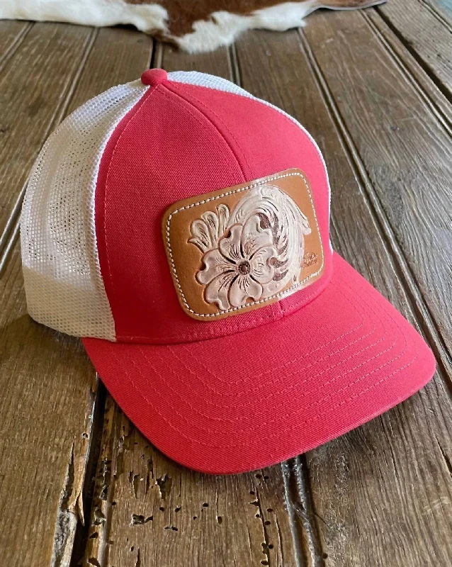 Women's Payson Cap In Coral/white