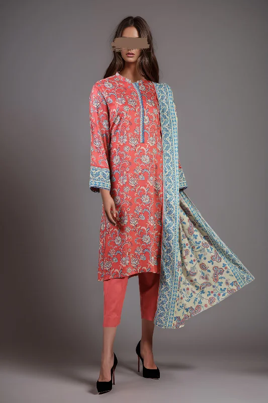 Printed Arabic Linen Stitched 3 Piece