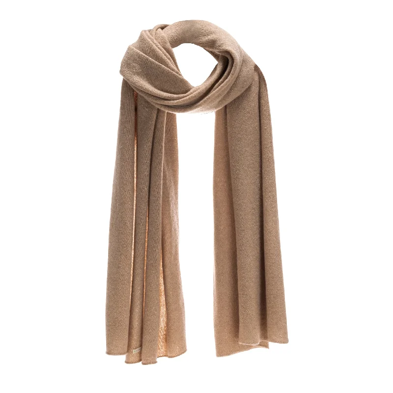 Luxurious Lurex Cashmere Travel Wrap - Latte