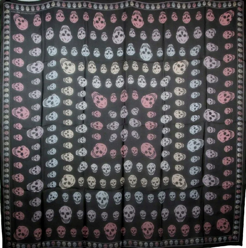 Alexander McQueen Women's  Chiffon Silk Multiskull Box Print Shawl