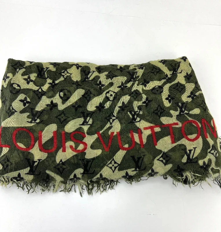 LOUIS VUITTON Green TAKASHI MURAKAMI Monogramouflage Shawl Stole Scarf