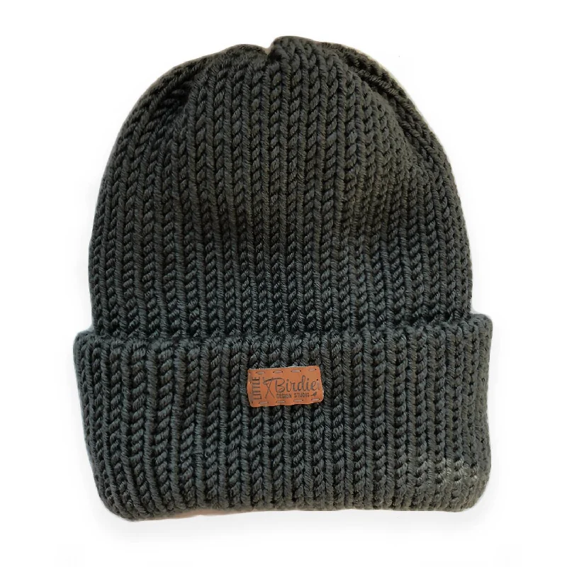 Unisex Double Knit Winter Cap In Smokey Quartz Grey