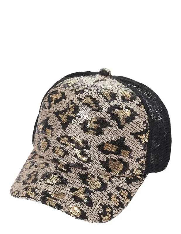 Leopard Sequin Truckers Cap