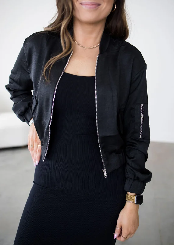 Gianna Satin Bomber Jacket