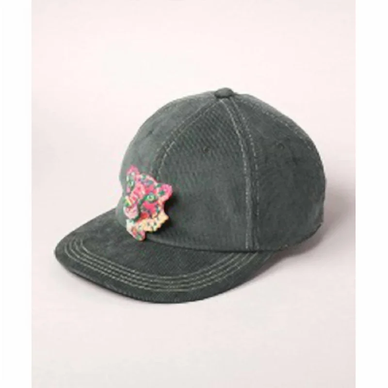 Woven Baseball Hat With Cheetah Patch In Green