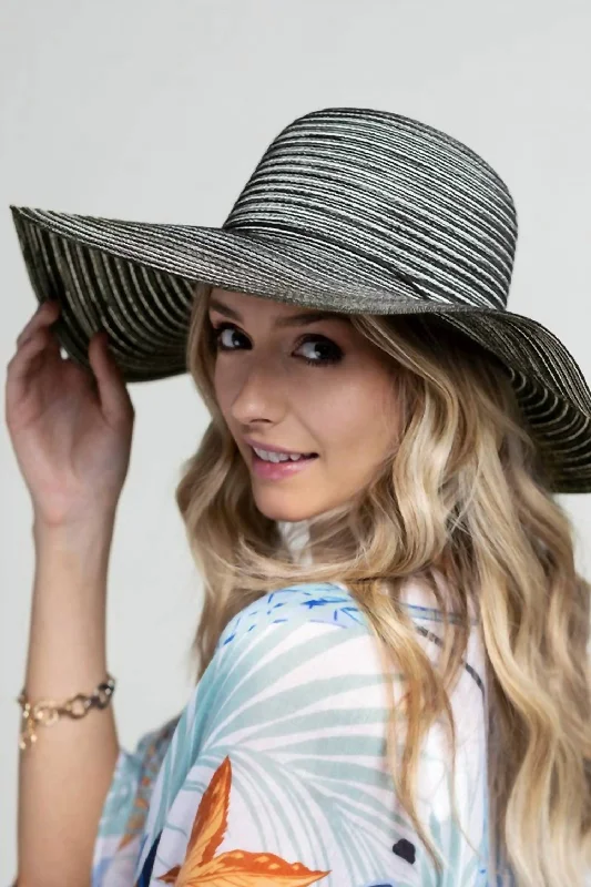 Aimee Striped Floppy Sunhat In Cookies & Cream