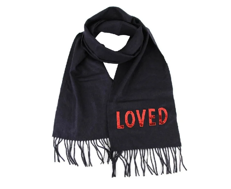 Gucci Women's  Silk / Cashmere Long Scarf With  Sequin "LOVED"