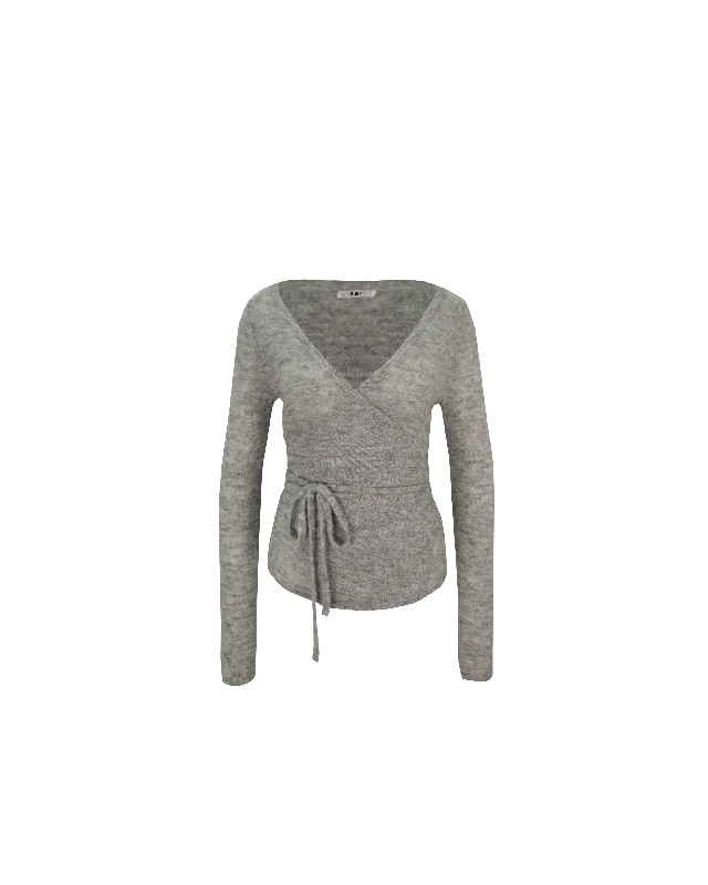 MELANIE WRAP CARDIGAN GREY MARLE