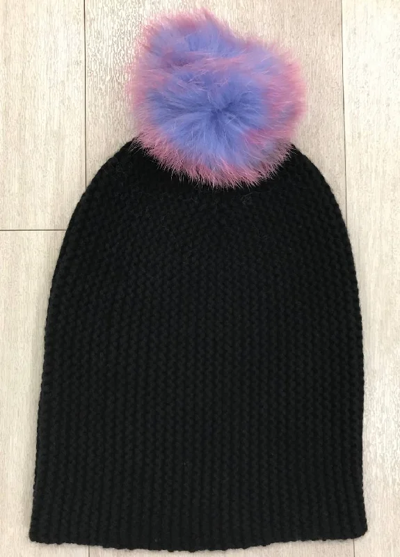 Women's Unicorn Hat With Pom Pom In Black