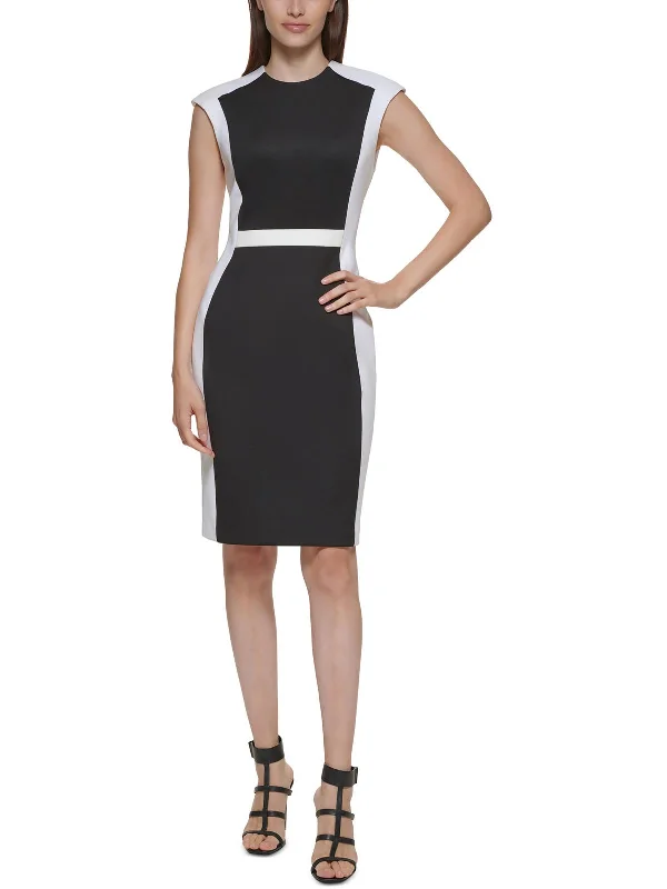 Womens Scuba Midi Sheath Dress