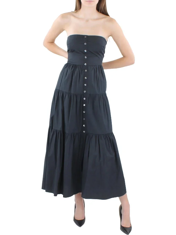 Womens Tiered Knee Midi Dress