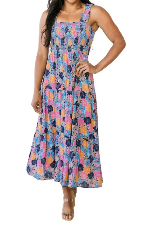 Along The Way Floral Maxi Dress In Blue