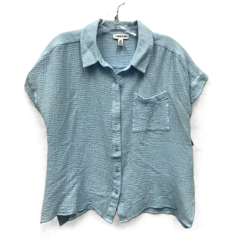 Blue Top Short Sleeve By Calvin Klein, Size: M