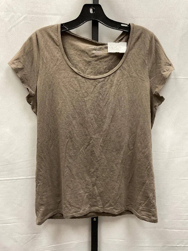 Brown Top Short Sleeve Basic Ann Taylor, Size L