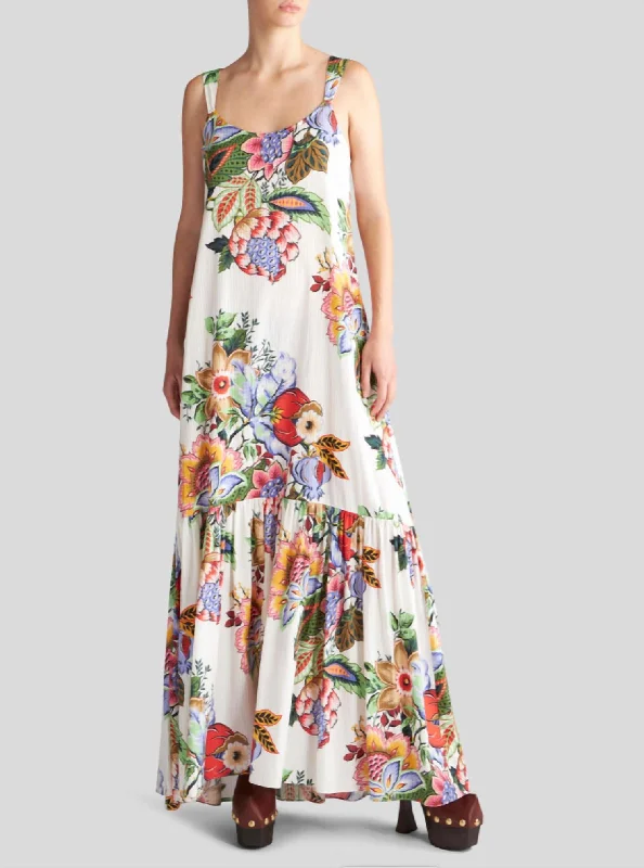 Cotton And Silk Maxi Dress In Floral Print