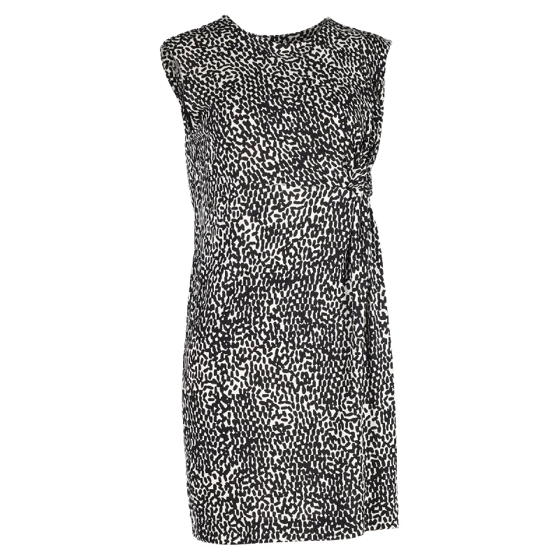 Diane Von Furstenberg Mini Printed Twist Dress in Black Silk