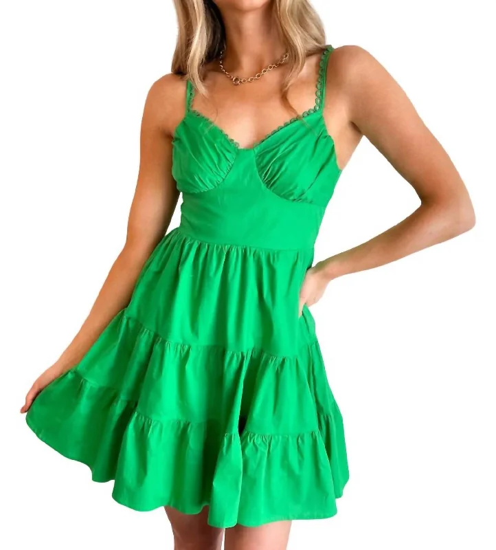 Garden Dreams Mini Dress In Green