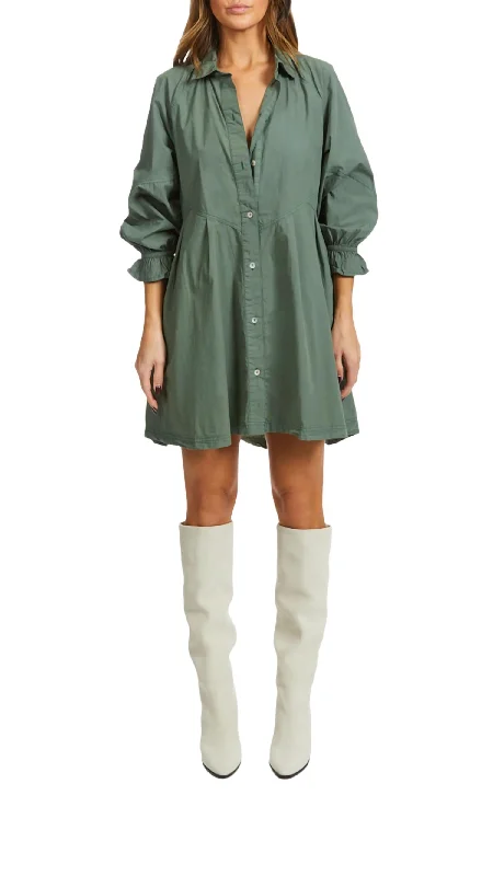 Hannah Poplin Mini Dress In Army