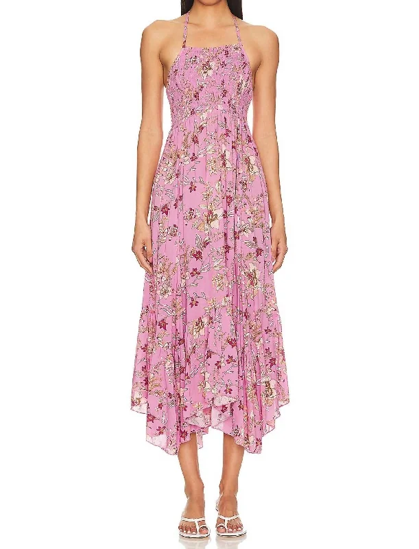 Heat Wave Printed Maxi Dress In Pink