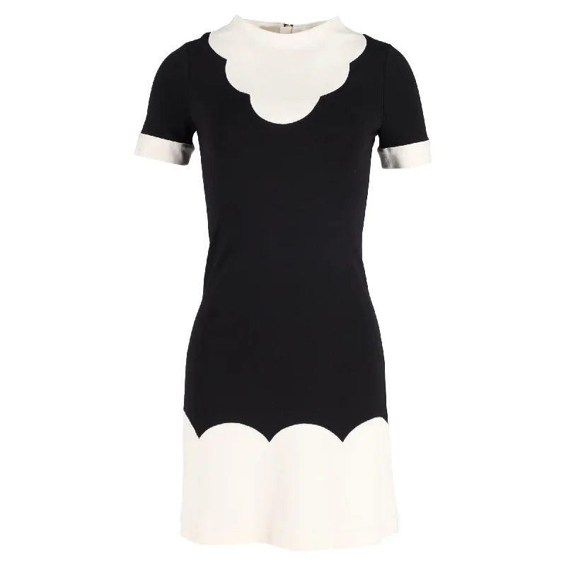 Love Moschino Scalloped Mini Dress in Black and White Viscose