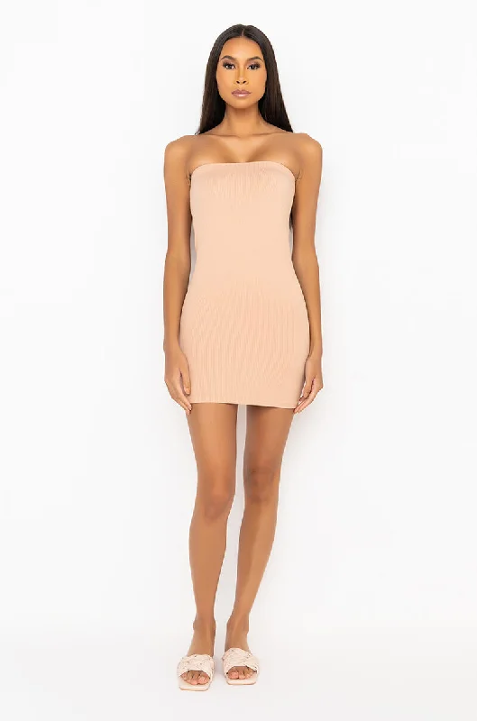 PAXTON SUCK IT UP LAYERING ESSENTIAL TUBE DRESS BEIGE