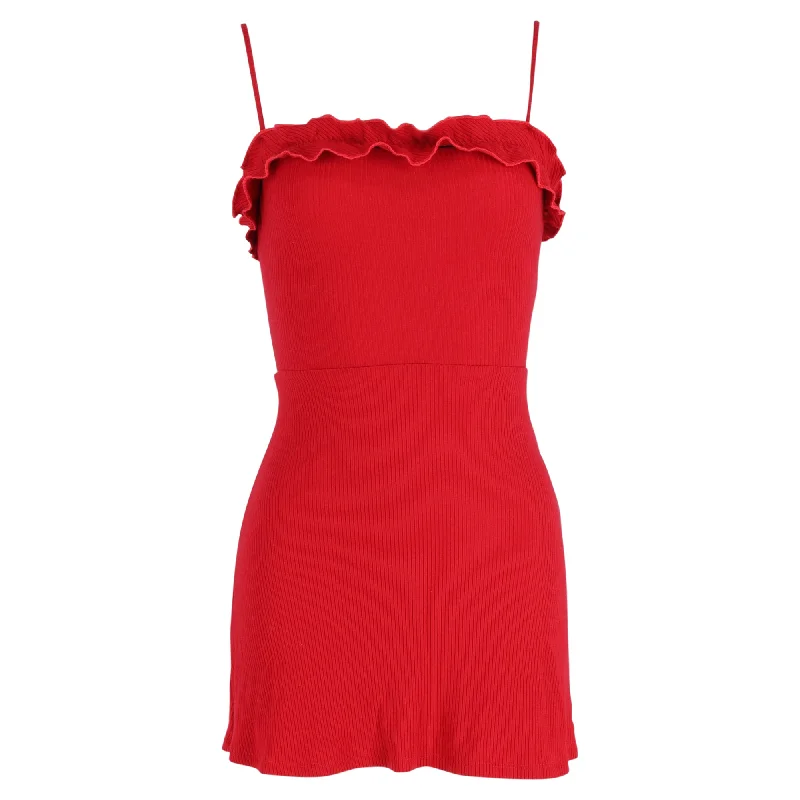 Reformation Bri Mini Dress in Red Cotton