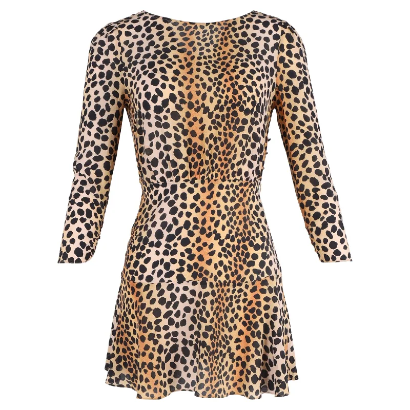 Rixo Mini Dress in Animal Print Silk