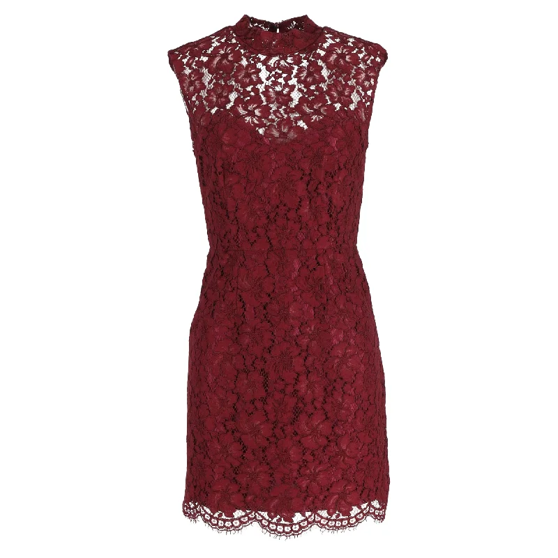 Sandro Romie Lace Mini Dress in Red Cotton