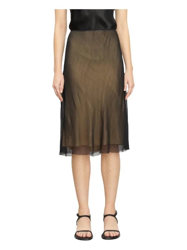 Sheer Slip Skirt In Black/chamois