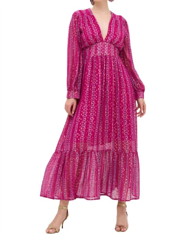 Tie Back Maxi Dress In Melrose Magenta