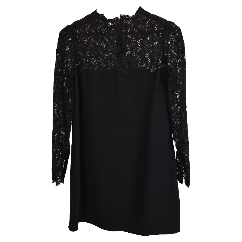 Valentino Lace Mini Dress in Black Silk