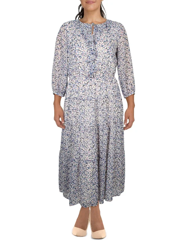 Womens Floral Print Georgette Maxi Dress