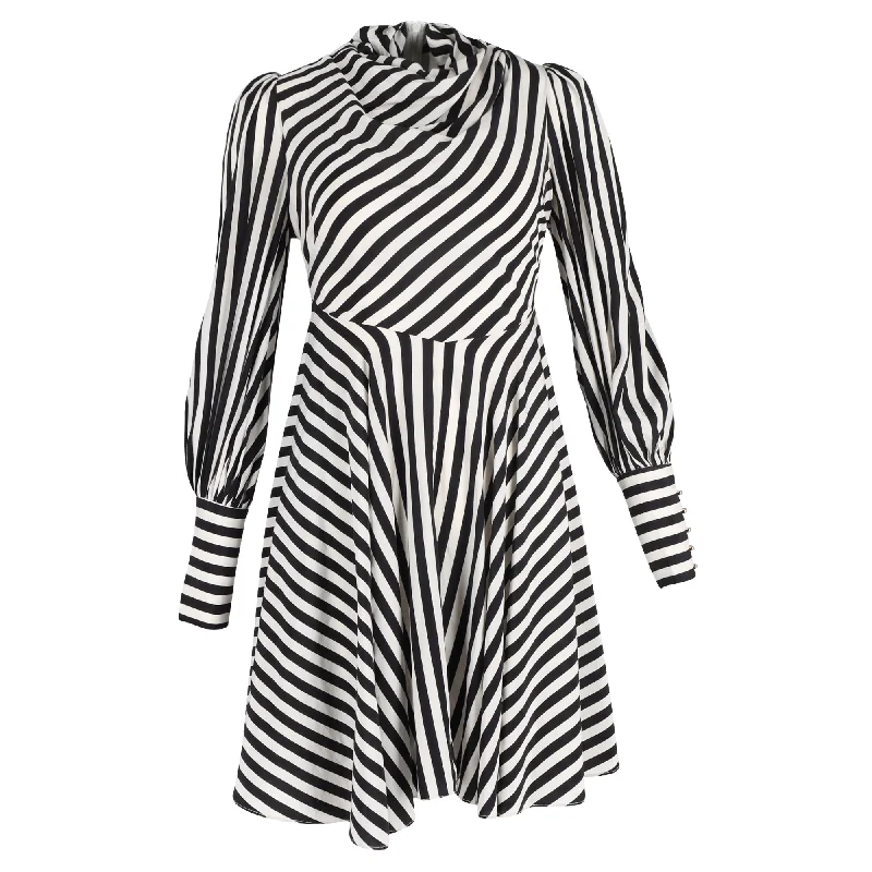 Zimmermann Draped Striped Mini Dress in Black and White Silk