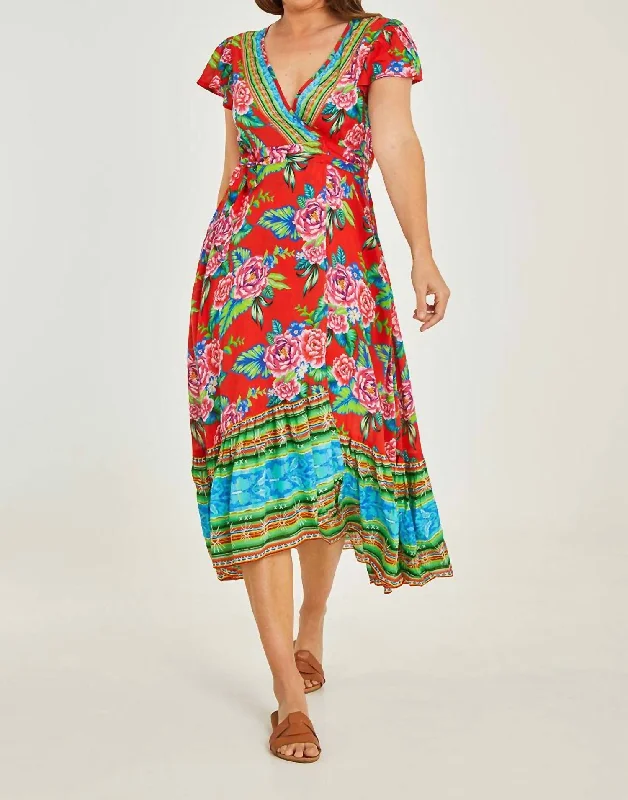 Ariba Wrap Maxi Dress In Multi