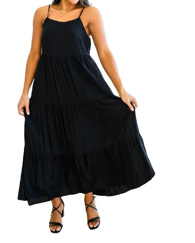 Classically Cool Tiered Maxi Dress In Black