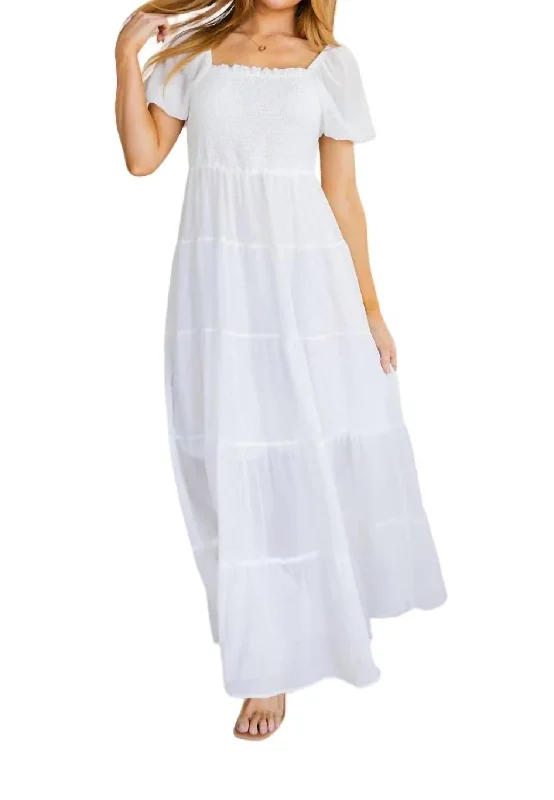 Easy On Me Maxi Dress In White