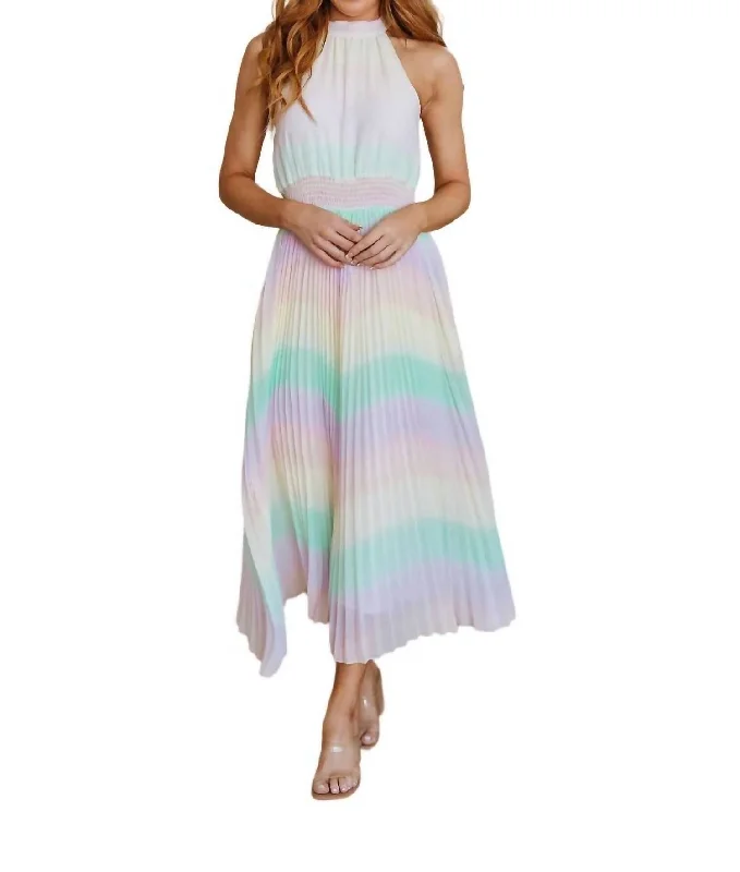 Irresistibly Iridescent Maxi Dress In Ombre Rainbow Stripe