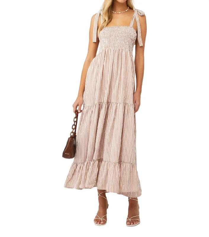 Mimi Maxi Dress In Coffee Stripe