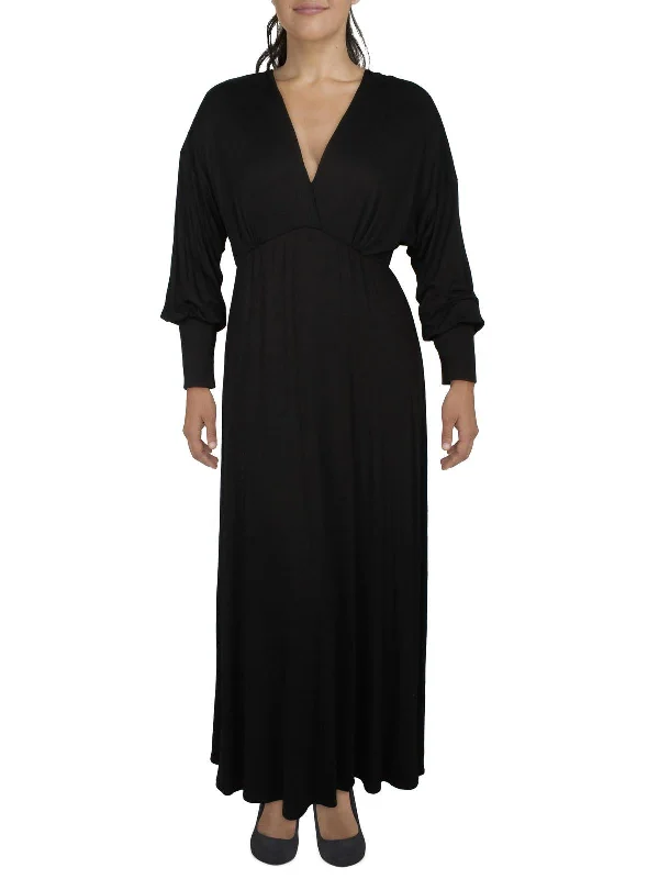 Plus Womens Solid Rayon Maxi Dress