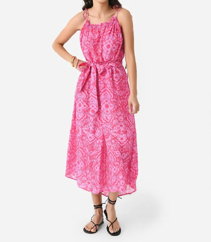 Rain Maxi Dress In Stencil Fuchsia