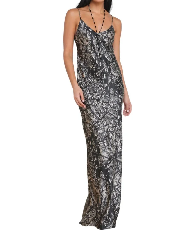 Serita Maxi Dress In Black/ecru Map Of Paris