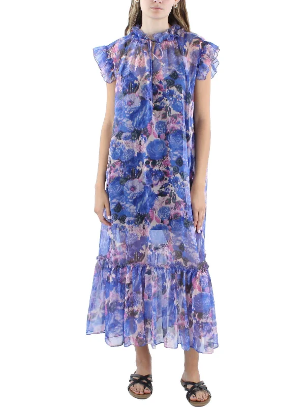 Womens Floral Print Long Maxi Dress