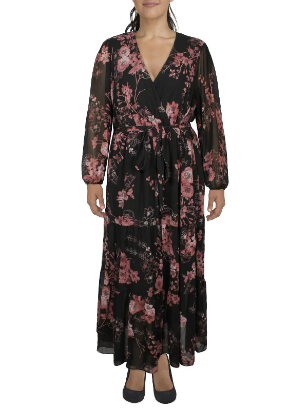 Womens Floral Print Polyester Maxi Dress