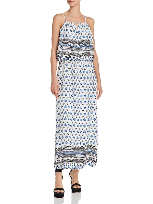 Womens Off-The-Shoulder Printed Maxi Dress