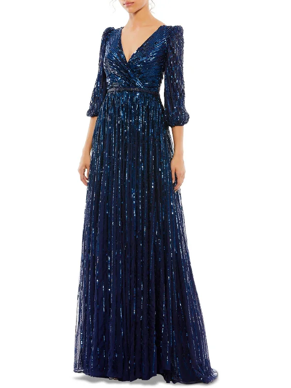 Womens Sequined Maxi Evening Dress