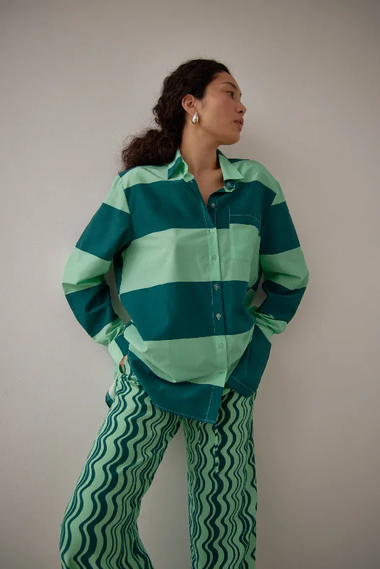 Gary Bigeni Celina Split Shirt - Marta Mint Stripes