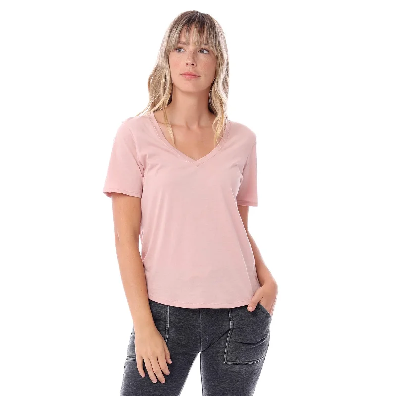 Organic Cotton V-Neck T-Shirt (Rose)