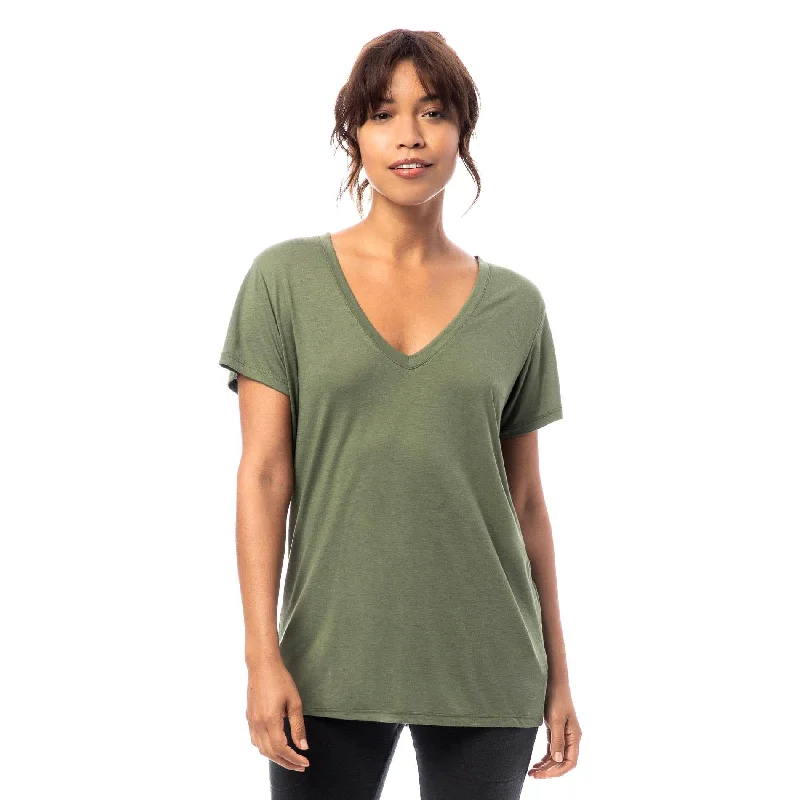 Slinky Jersey V-Neck T-Shirt (Army Green)